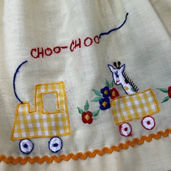 Vintage Choo-Choo Train Zoo Animals 6-9 Months Yellow Dress - Picture 4 of 8